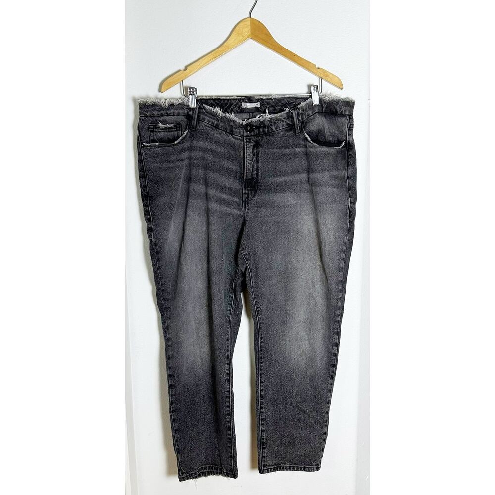 Good American Raw Waistband Black Jeans Women's size 18